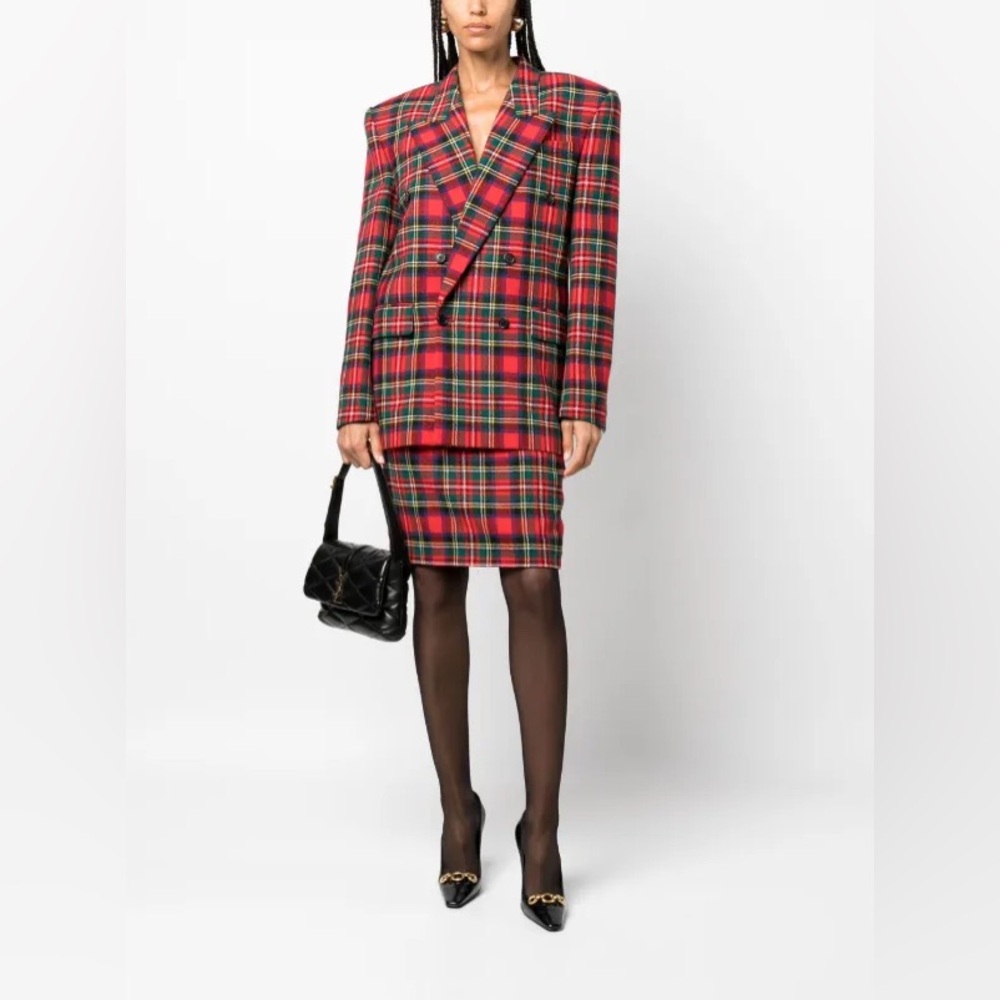 Saint Laurent Tartan-Check Pencil Skirt - Picture 10 of 16